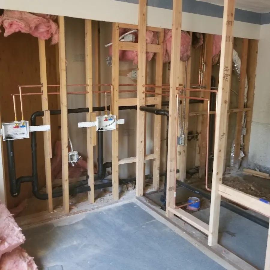 Copper pipe rough-in and plumbing installation in Stafford